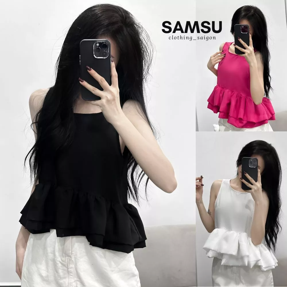 Áo babydoll nữ 2 dây sát nách nữ form xoè 2 tầng chất kate lụa mịn màng Samsu.clothing_saigon