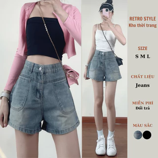 Quần đùi jeans cạp cao phối túi trước phong cách hàn quốc - Retrostyle - Jeandui9678_P10K1