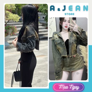 Áo khoác jean croptop viền tua lai tua , Áo khoác bò nữ ngắn | A&JEAN STORE