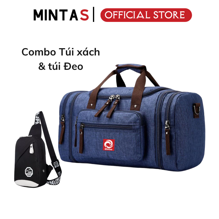 Combo Túi Xách Và Túi Đeo. Túi Du Lịch MINTAS Thời Trang Chất Liệu Vải Chống Nước. Túi đựng quần áo size lớn MT 272