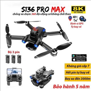 Flycam camera 6k S136 Pro Max, Drone động cơ không chổi than, Cảm biến chống va chạm