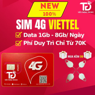 Sim 4G Viettel SD70/ SD90/ SD120/ SD135 DATA TỐC ĐỘ CAO 1GB/ 1.5GB/ 2GB/ 5GB - Duy Trì Chỉ Từ 70K/ Tháng