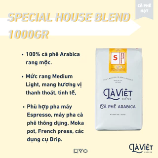 Cà Phê Nguyên Hạt LÀ VIỆT Special House Blend 100% Arabica 1kg Vị Thanh Thoát, Tinh Tế