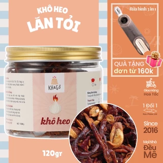 KHÔ HEO hộp 120g, Khô heo cháy tỏi vị Cay - Ít cay, Ăn Vặt Văn Phòng, Đặc sản Sài Gòn | KHA GỒ