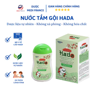 Nước Tắm Gội Thảo Dược HADA Giúp Giảm Rôm Sảy, Mụn Nhọt, Mẩn Ngứa, Hăm Da Cho Bé (0-3 Tuổi) 200ml