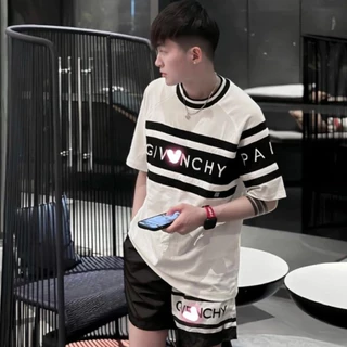 Bộ Đồ Nam Cộc Tay Mặc Hè In GIVENCHI Phối Hai Màu Đen Trắng - Bộ Thể Thao Cho Các Boy Phố Mặc Đi Chơi Đi Biển Boy Phố