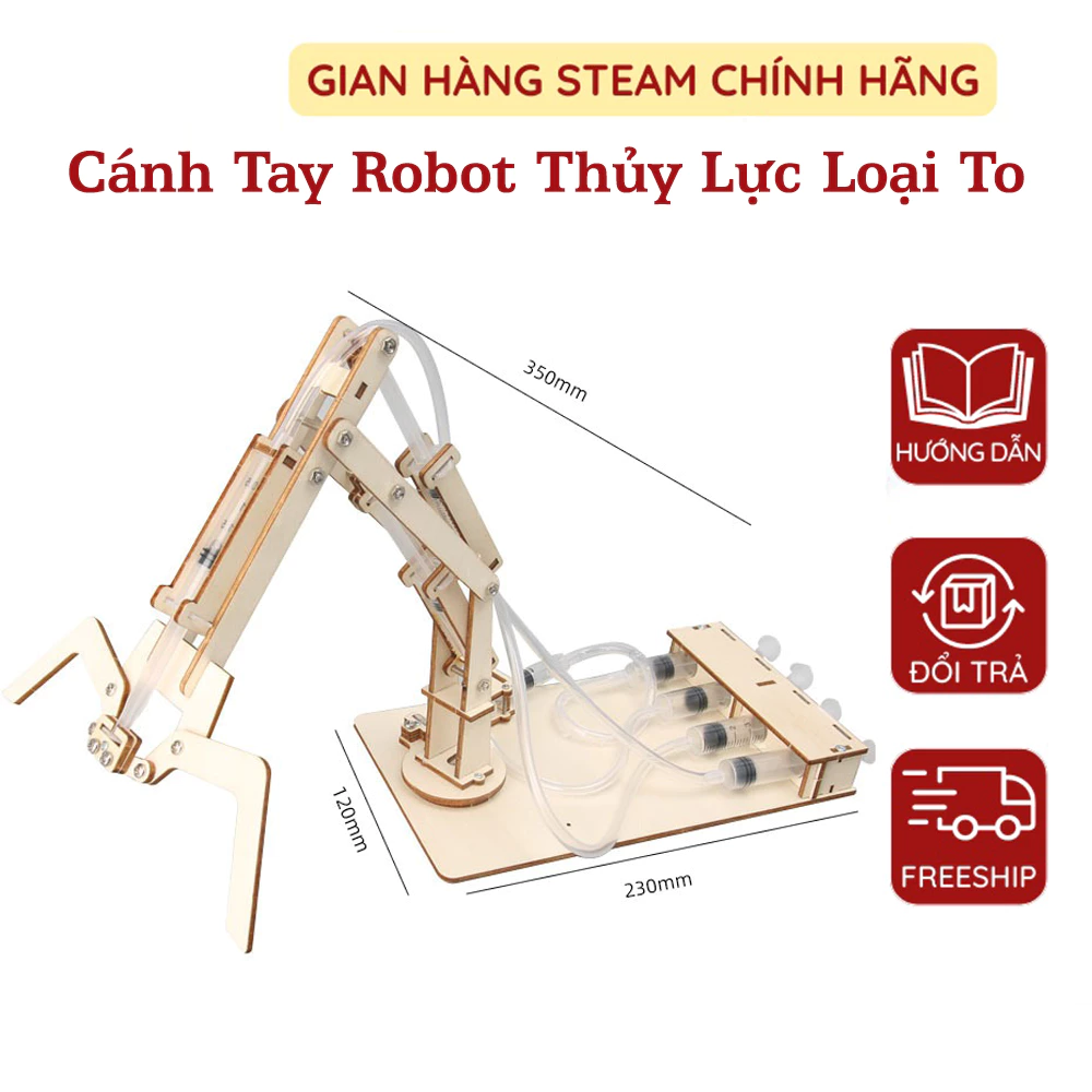 Cánh Tay Robot Thủy Lực Loại To - Đồ Chơi Lắp Ráp Đồ Chơi Trẻ Em Diy Giáo Dục STEM, STEAM