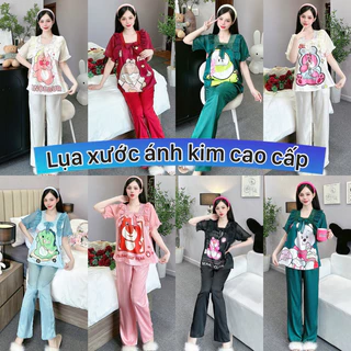 Bộ pijama tay ngắn lụa xước thiết kế mới nhất siêu nhiều mẫu, đồ bộ nữ hot chuẩn hot girl, đẹp sang