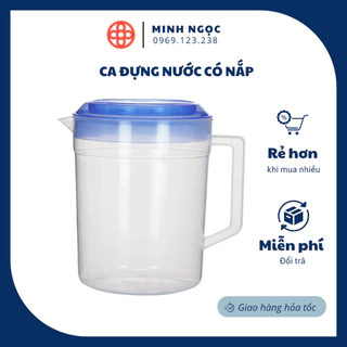 Ca Đựng Nước Có Nắp Nhựa Việt Nhật 2L và 2.5L, bình trong suốt có chia vạch,đựng nước,rót bia