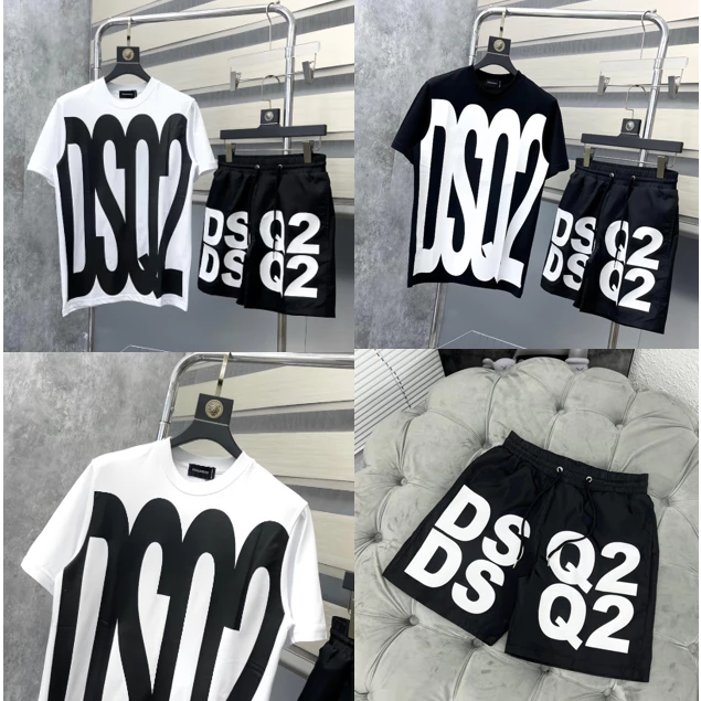 Bộ Quần Áo Dsq In Logo Chữ Dài Siêu Chất vải Cotton 2 Chiều Thấm Hút Mồ Hôi Thời Trang Nam Nữ siêu cháy