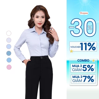 Áo sơ mi nữ dài tay công sở chất sợi Lô Hội cao cấp Thái Hòa 23ASW-219