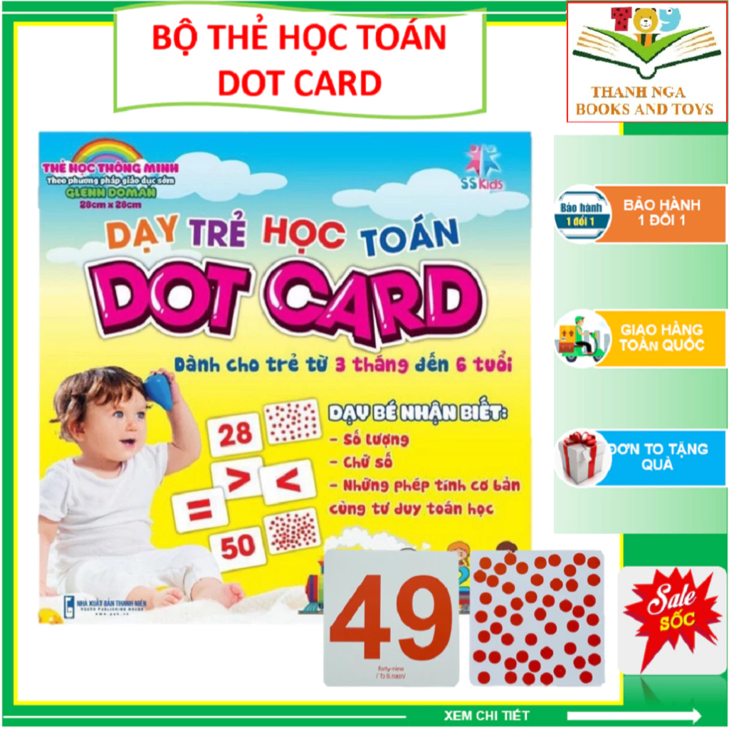 Dot Card - Bộ Thẻ Flashcard Dạy Trẻ Học Toán Theo Phương Pháp Glenn Doman Từ 3 Tháng Đến 6 Tuổi - Học Số Đếm, Phép Toán