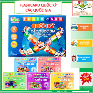 Flash Card Quốc Kỳ Các Quốc Gia Trên Thế Giới - Bộ thẻ học cờ các nước 5 châu lục = 175 thẻ (hộp xanh to)