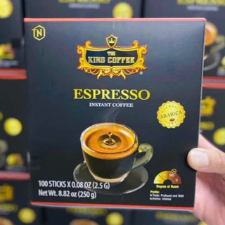 ( Date 4/2026 ) Cà Phê Hoà Tan đen không đường ESPRESSO King Coffee Hộp 100 Gói