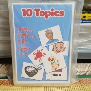 Thẻ Học Flashcard 10 chủ Đề 113 thẻ ép Plastic