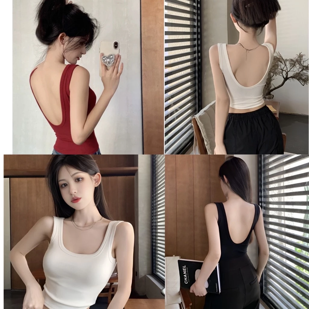 Áo Bra Có Mút Ngực Dáng Croptop Hở Lưng Gợi Cảm Chất Cotton Mềm Mịn 358