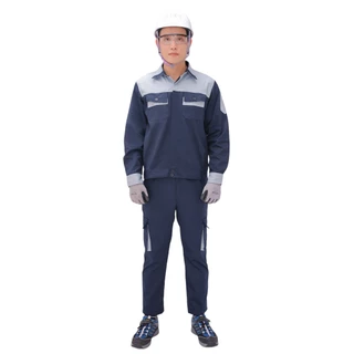 Bộ quần áo bảo hộ lao động màu Tím Than Xanh M27 cao cấp vải kaki dày 3/1 size 45-85kg