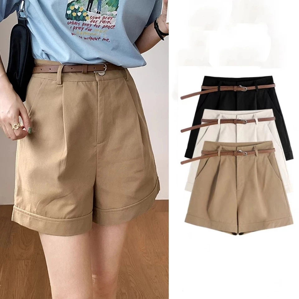 Quần short nữ Kaki cạp cao phối viền mẫu mới phong cách teen Hàn Quốc M36