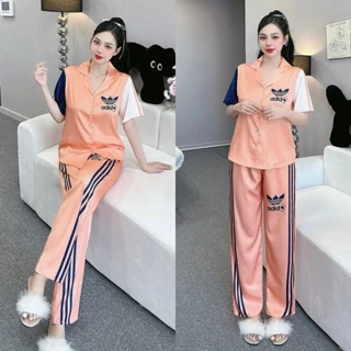 Đồ bộ nữ mặc nhà ANH MỸ pijama chất liệu lụa xước cao cấp tay ngắn quần dài xước SP0003