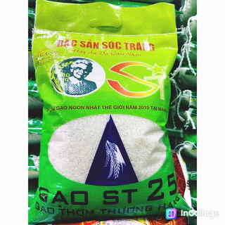 Gạo ST25 Sóc Trăng (Dẻo vừa,mềm cơm.)Bao 5kg