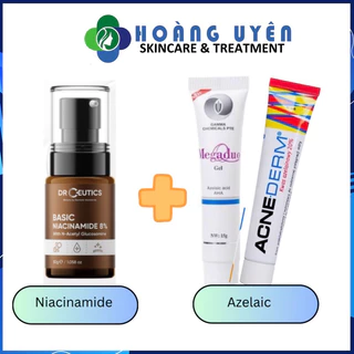 [Combo HUP] Combo giảm thâm Serum Niacinamide Drceutics 8% 30g + Megaduo/ Acnederm