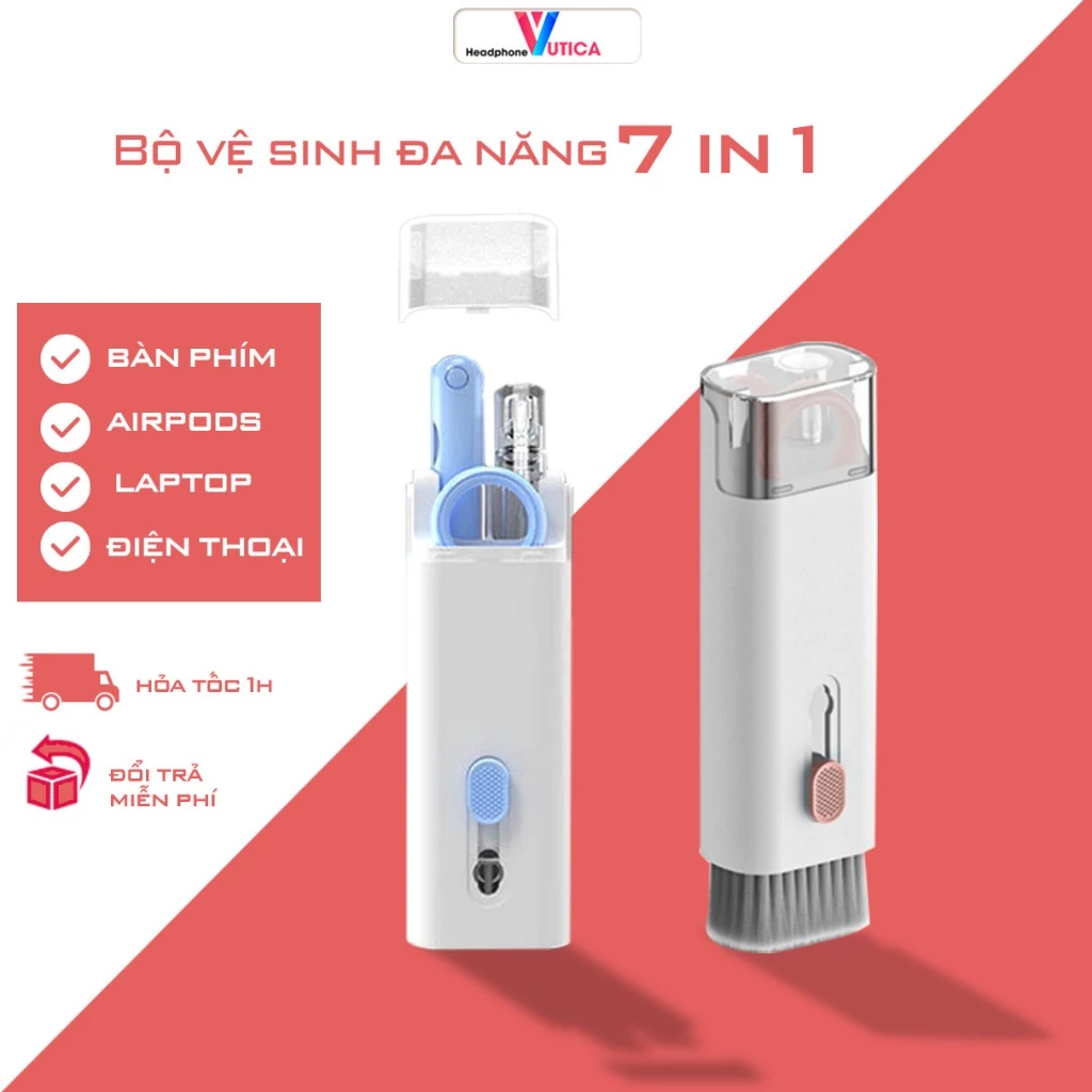 Bộ dụng cụ vệ sinh laptop - máy tính - bàn phím - tai nghe airpod - điện thoại gọn nhẹ cầm tay 7 in 1 bản đặc biệt