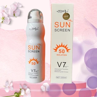 Xịt chống nắng trắng da Sun Screen V7 nâng tone chống nước không bết dính kem chống nắng mặt body SPF50+ 200ml