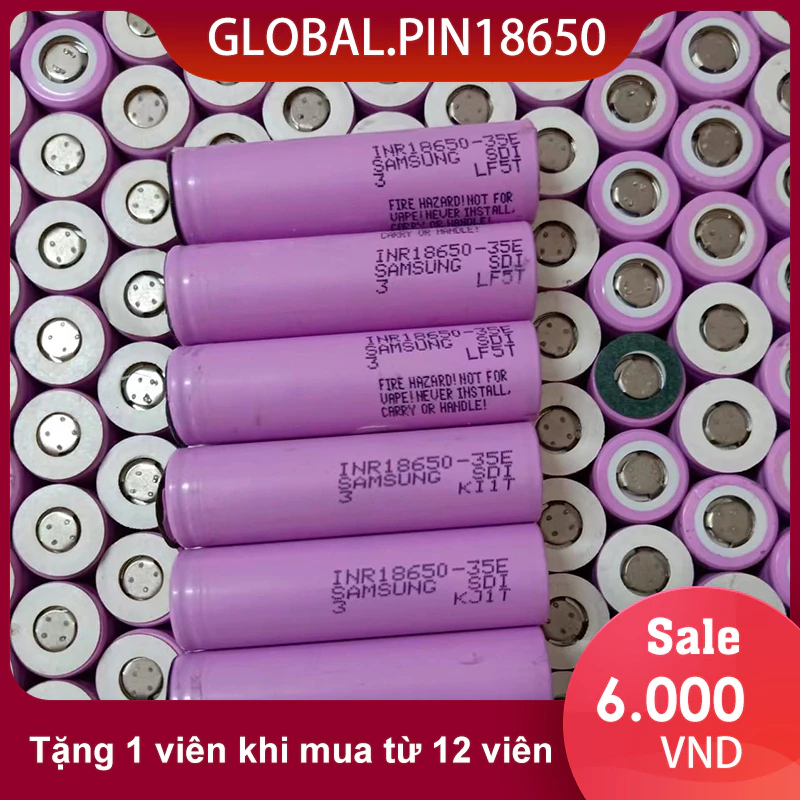 Pin 18650 Samsung 35e dung lượng cao 2800mAh 3.7v xả cao 25A tháo khối