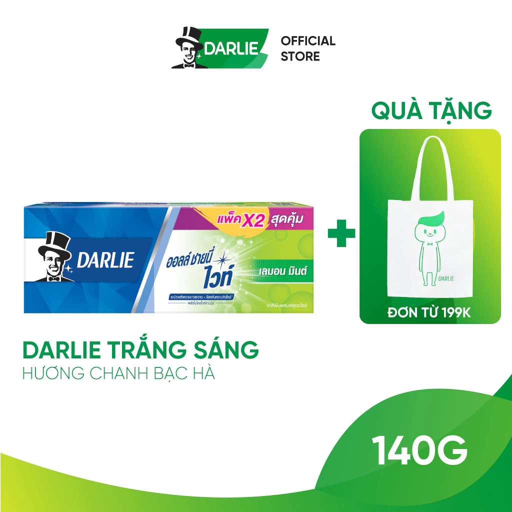 [Hàng mới về] Kem Đánh Răng Darlie Trắng Sáng Chanh Bạc Hà 140g