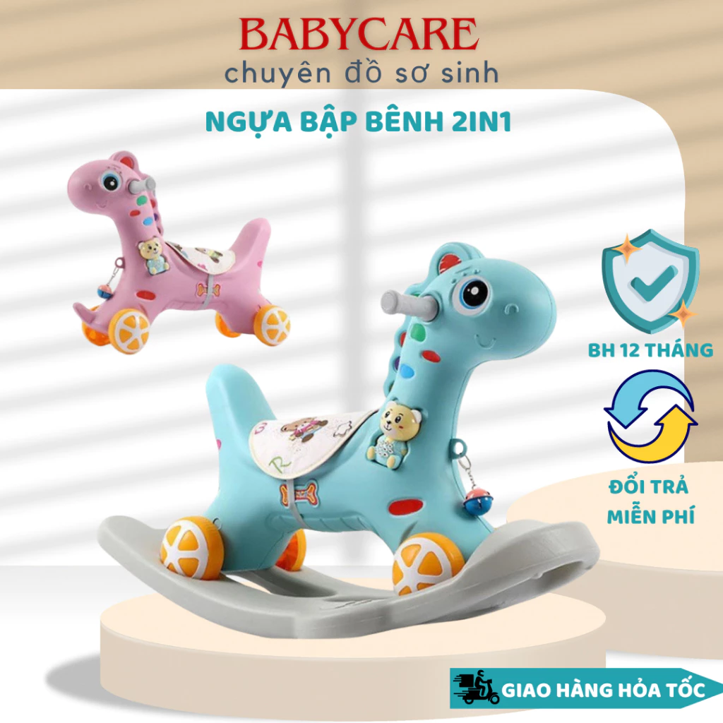 Ngựa bập bênh kết hợp xe chòi chân 2in1 cho bé từ 1-7 tuổi