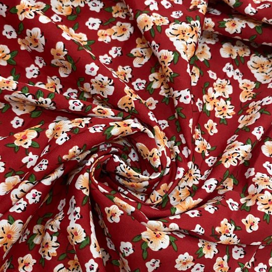 Vải Lụa Dày Đỏ Hoa Nhí Khổ 1m48 - Chất Vải Dày Dặn, Không Co Giãn - May Đầm, Váy, Áo Kiểu, Đồ Bộ