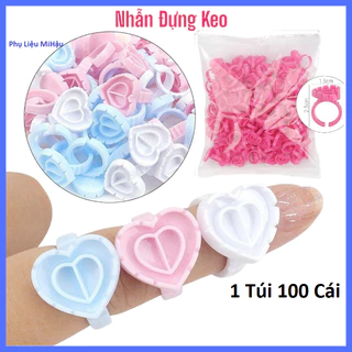 100 Nhẫn Đựng Keo Nối Mi _Nhẫn Trái Tim 2 Ngăn_Nút Tạo Fan_Nút Đựng Keo 2 Ngăn_Nhẫn Đựng Keo Nối Mi,Nhẫn Đỗ Mực Phun Xăm