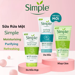 Sữa rửa mặt Simple giúp da sạch thoáng & không chứa xà phòng 150ml