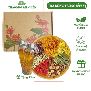 Trà đông trùng 7 vị thảo mộc ( Hộp 30 Tặng kèm Túi Lọc Hoặc Chai T,Tinh) Đẹp da, dễ ngủ, thanh lọc