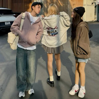 ÁO HOODIE ZIP CAR YC 1996 - áo hoodie đắp vải form rộng unisex nam và nữ