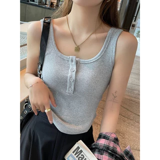 Áo Ba Lỗ Nữ Khuy Cài Ngực có mút đệm Áo Croptop Vạt Bầu Jun Store 023 P13k10