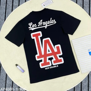 Áo phông nam nữ MLB in hoạ tiết chữ Los Angeles đỏ hai mặt cổ bo dày dặn cao cấp. Áo Thun Unisex Nam Nữ Trẻ Trung