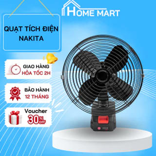 Quạt tích điện 8inch full kim loại điều tốc vô cấp sử dụng pin sạc 10cell makita dung lượng cao 6Ah