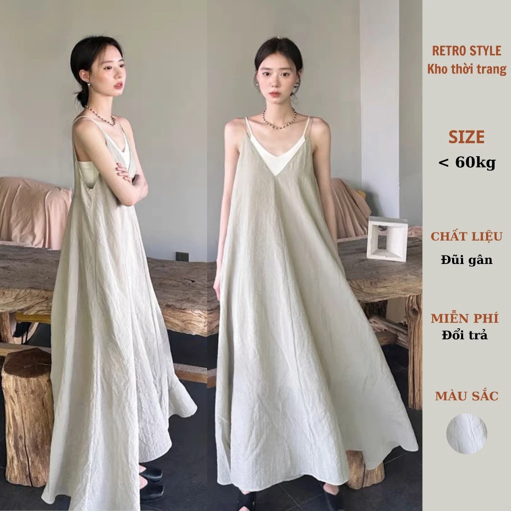 Đầm dài 2 dây dáng xoè vintage - Retrostyle - Vayxoevintage8907_P8K5