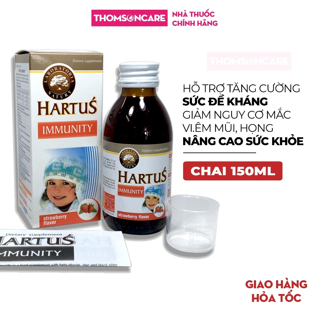 Siro Hartus Immunity 150ml - Giúp tăng sức đề kháng cho bé, hỗ trợ miễn dịch khỏe mạnh - Nhập khẩu Châu Âu