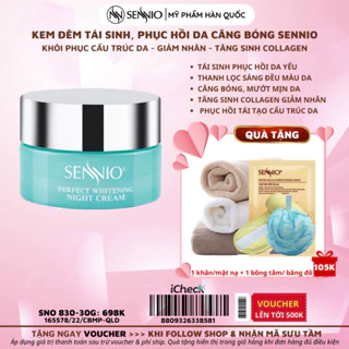 Kem dưỡng ẩm Sennio Perfect Whitening Night Cream dưỡng trắng da mặt ban đêm tái tạo và phục hồi da 30g