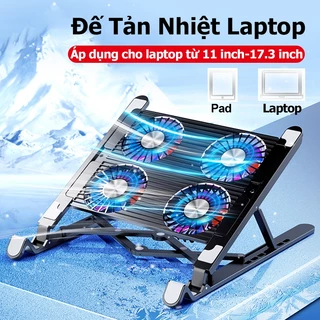 Đế Tản Nhiệt laptop quạt máy tính từ 11 inch-17.3 inch, Quạt tản nhiệt laptop 4 quạt/2 quạt, chạy cực êm, gió cực mát