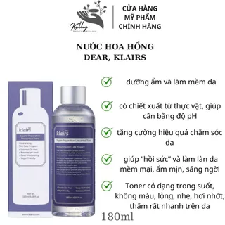 Nước Hoa Hồng Dear Klairs Supple Preparation Unscented Toner 180ml Không Mùi