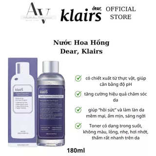 Nước Hoa Hồng Dear Klairs Supple Preparation Unscented Toner 180ml Không Mùi Dưỡng Ẩm Da Và Làm Mềm Da