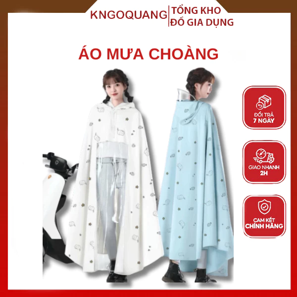 Áo Mưa Waterproof  Áo Mưa Choàng Nửa Trước Trong Suốt ,Che Phủ Toàn Thân,Kèm Kính Chắn Mưa,Áo Mưa Cánh Dơi