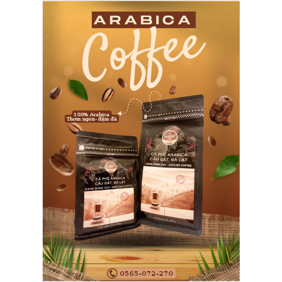 Cà phê Arabica Cầu Đất, Đà lạt dạng rang xay 500g