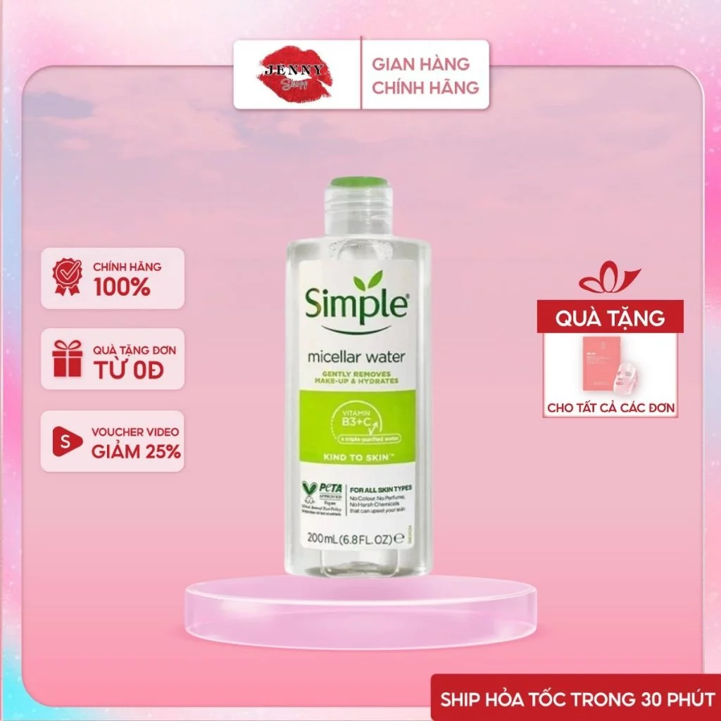 Nước Tẩy Trang Simple Kind To Skin Micellar Cleansing Water Xanh Lá