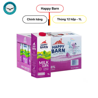 [Thùng 12 hộp] Sữa tươi tiệt trùng không đường HAPPY BARN béo 3,8% - nhập Ba Lan