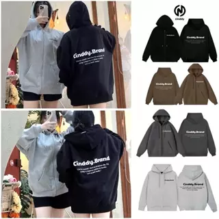 Áo Khoác GENZ Hoodie Zip In Chữ CINDDY BRAND Dòng Chữ Nam Nữ KI008