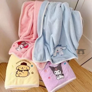 sét 3 Khăn Tắm Mềm Mại Thấm Hút Tốt In Hình Cinnamoroll Kuromi My Melody Purin Dog Cho bé yêu